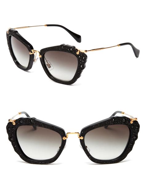 miu miu black cateye sunglasses|Women's Miu Miu Cat.